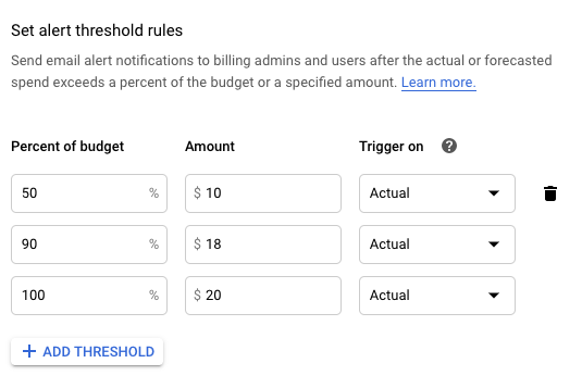 BigQuery lets you set a monthly budget, with different thresholds so you can be alerted as you get closer to using your budget.