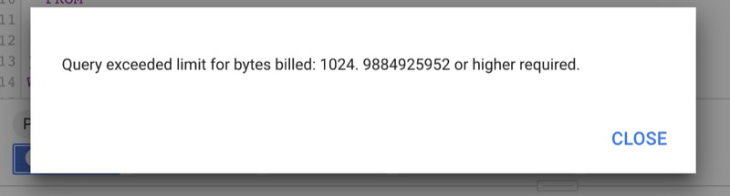 With a maximum bytes billed limit set on a query, the query will fail without charge if it will exceed that data limit.