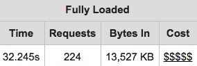 Figure 1: Site cost indicators are now available directly in WebPageTest results.